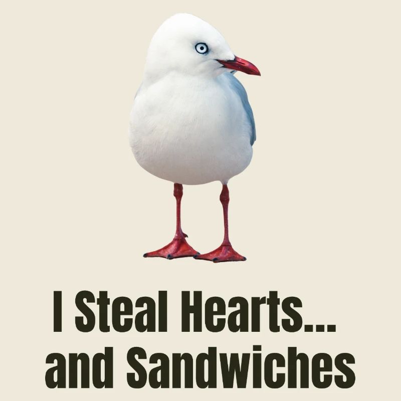 Whimsical Seagull with Heartwarming Message