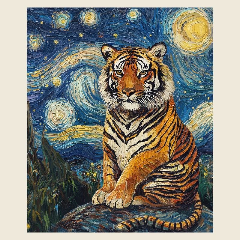 Tigre style Van Gogh Nuit étoilée