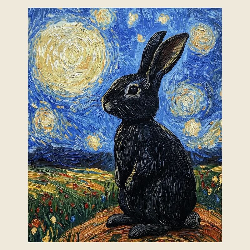 Lapin de la Nuit étoilée à la Van Gogh