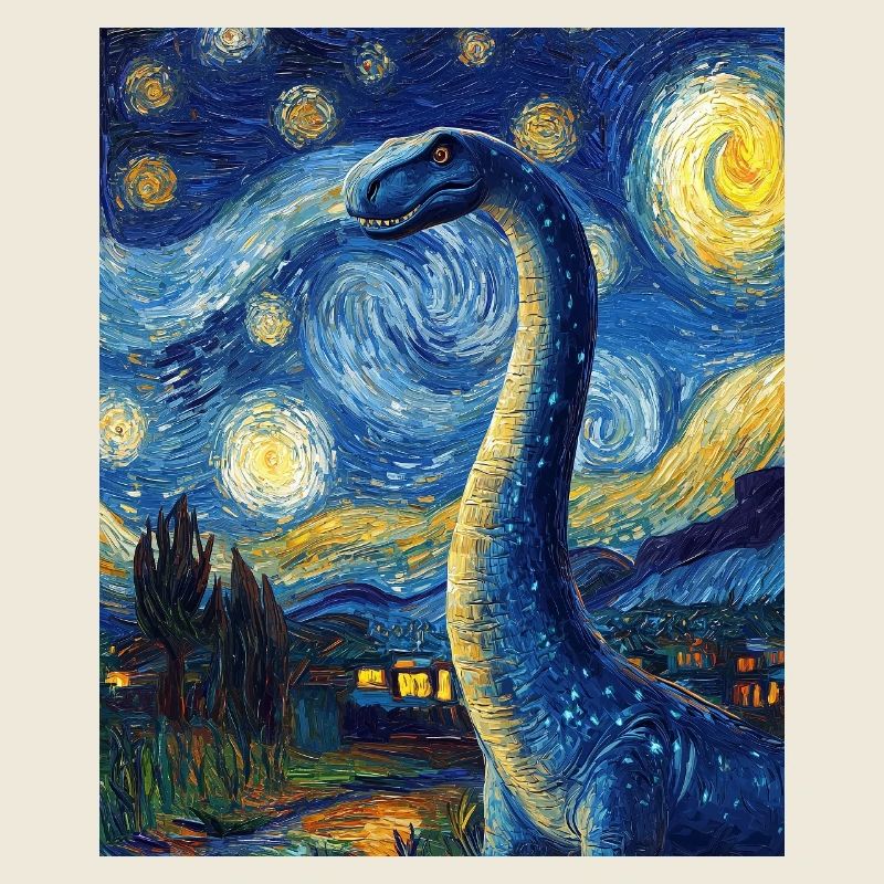 Brachiosaure Dino Style Van Gogh Étoilé