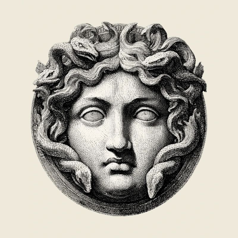 Medusa Head - Antique Engraving