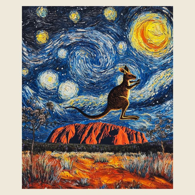 Kangeru Australie Van Gogh Style Nuit étoilée