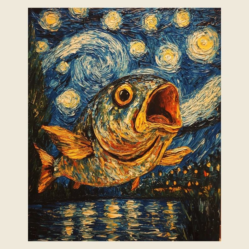 Carp Fish Van Gogh Style