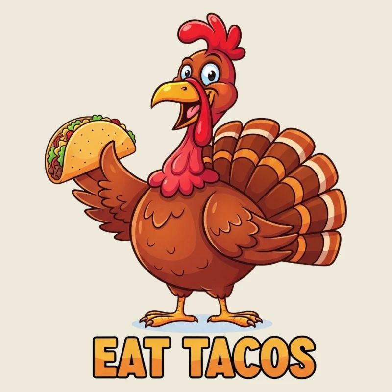 Manger des tacos Dessin animé Dinde