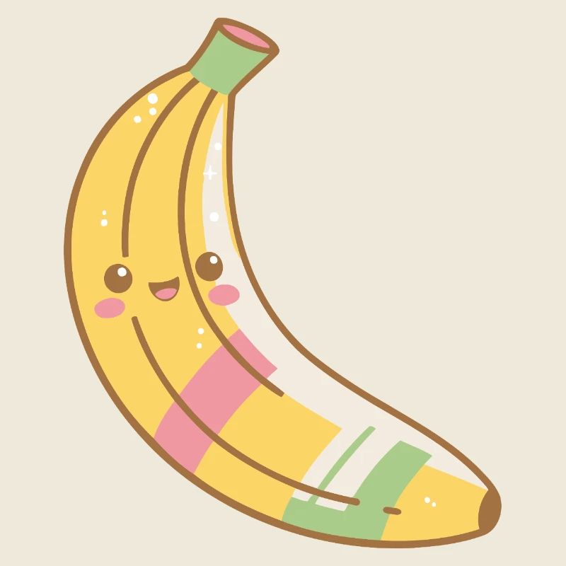 Banane kawaii sourire pastel