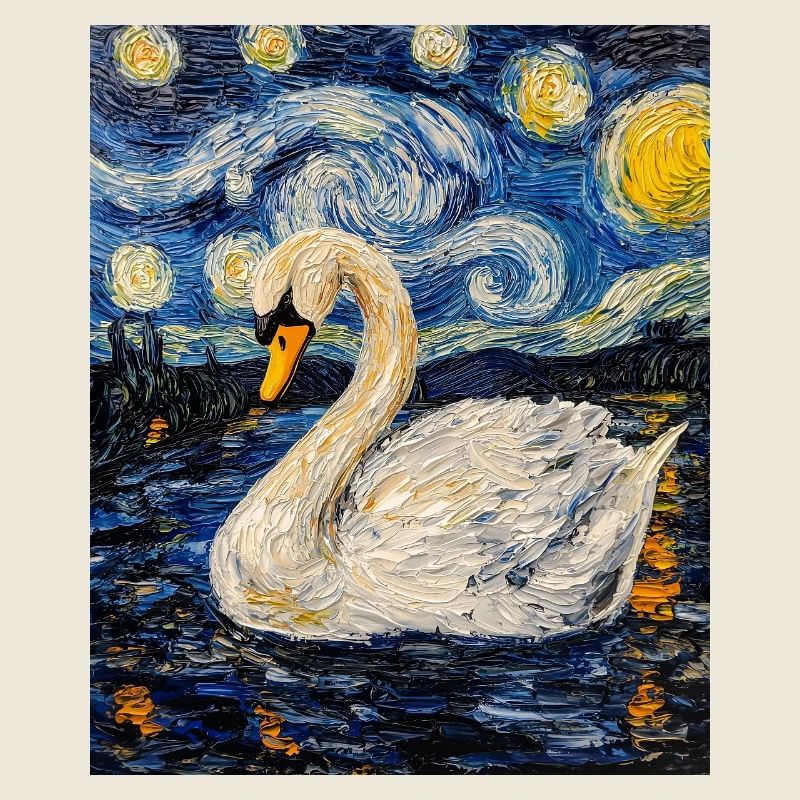 Schwan Vogel Van Gogh Style