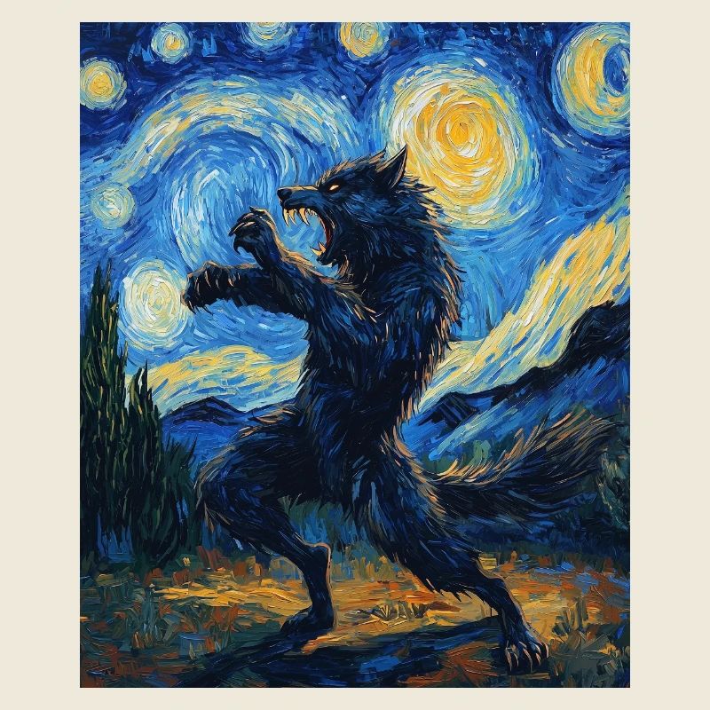 Werwolf Wolf Van Gogh Style