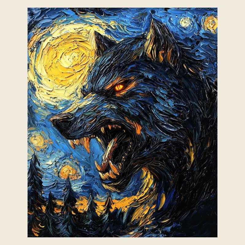 Loup loup-garou style Van Gogh
