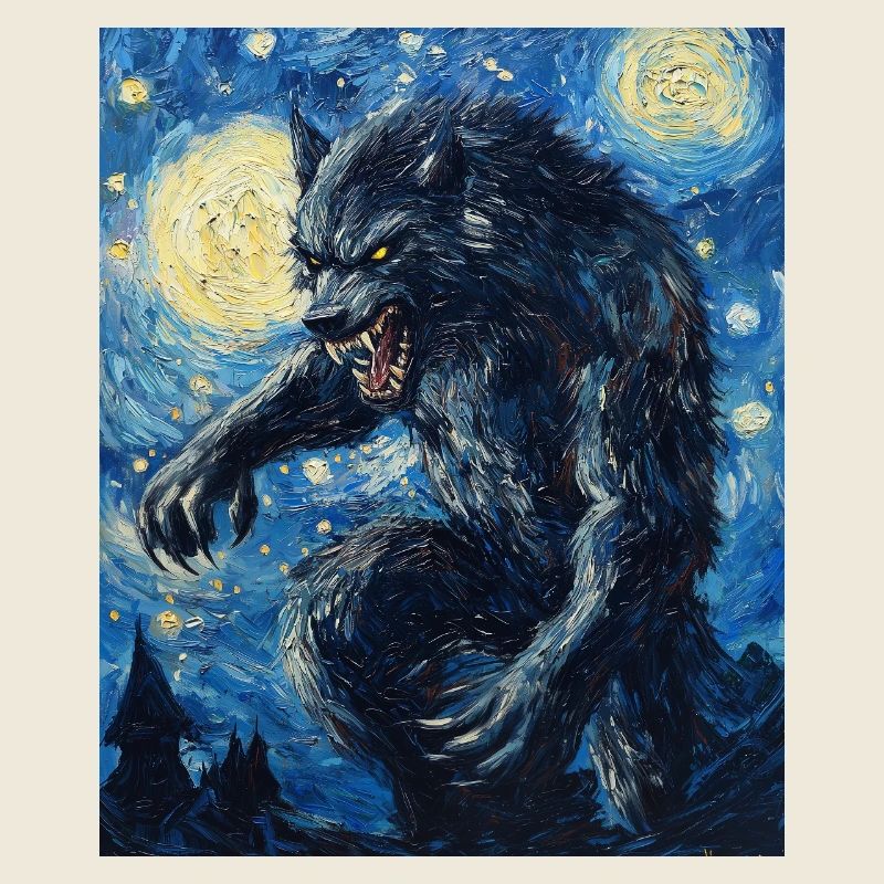 Loup loup-garou style Van Gogh