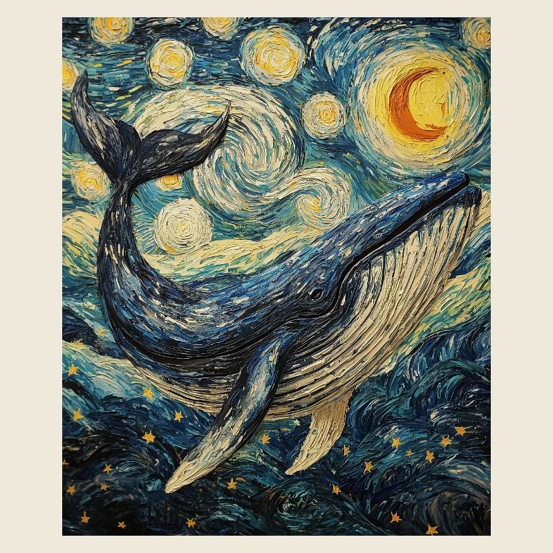 Baleine Poisson Baleine Bleue Style Van Gogh Nuit étoilée