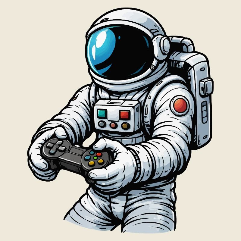 Astronaute avec manette de jeu