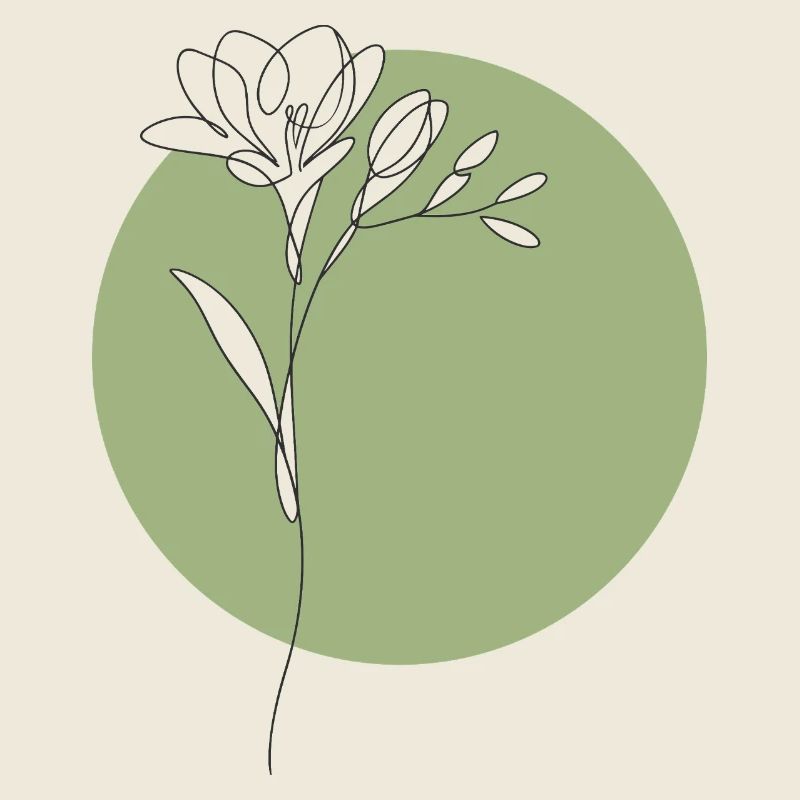 Freesia Line Art Floral Illustration