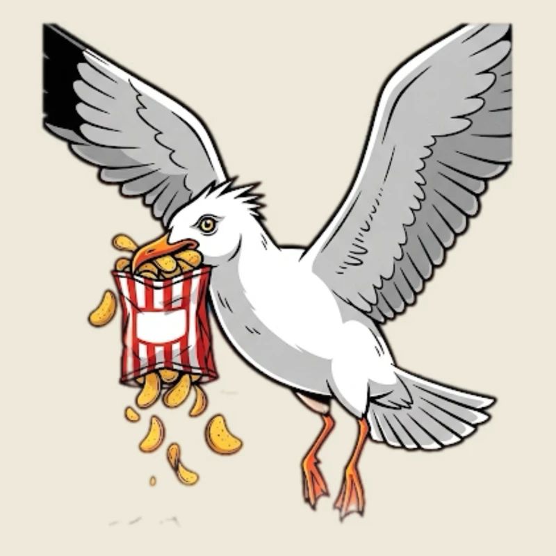 Möwe mit Chips Snack Design