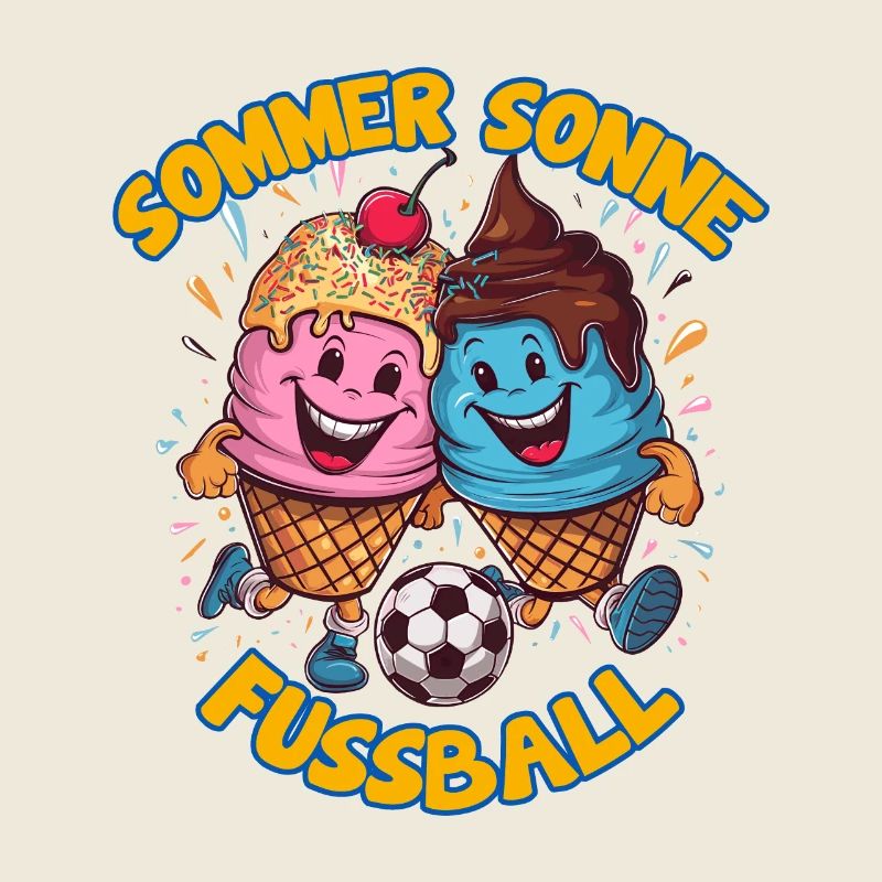 Soleil d’été Soccer Rire Coups de pied Cornets de crème glacée