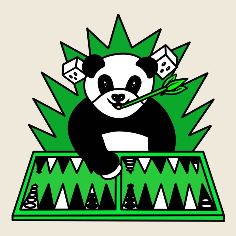 Drôle de panda jouer au backgammon