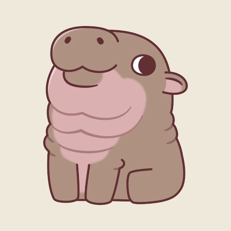 Cute Seated Pygmy Hippo