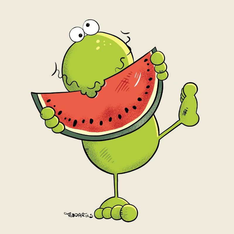 Frosch mit Melone