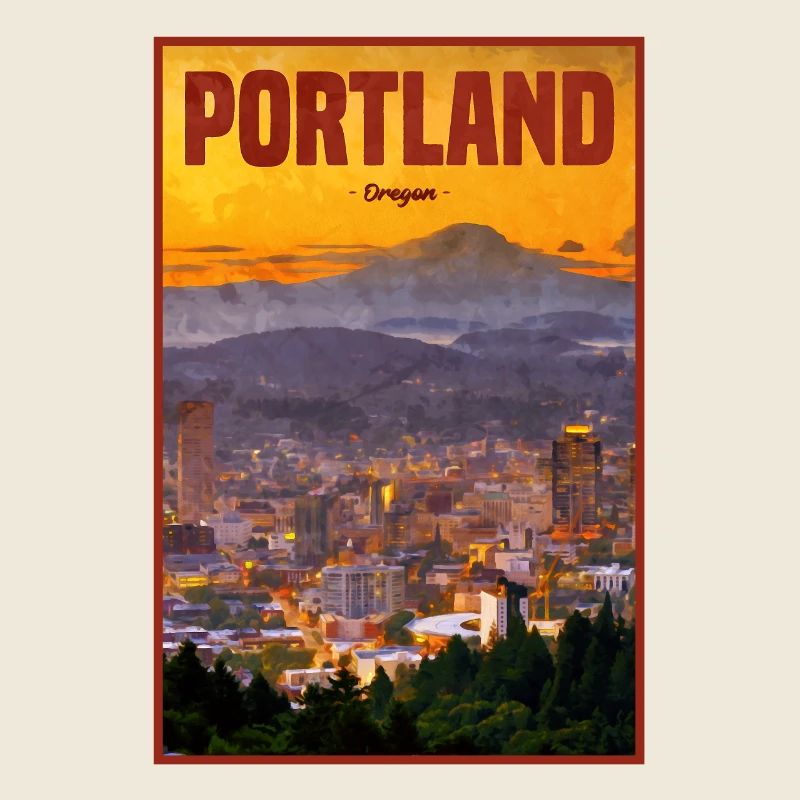 Portland skyline in the evening light