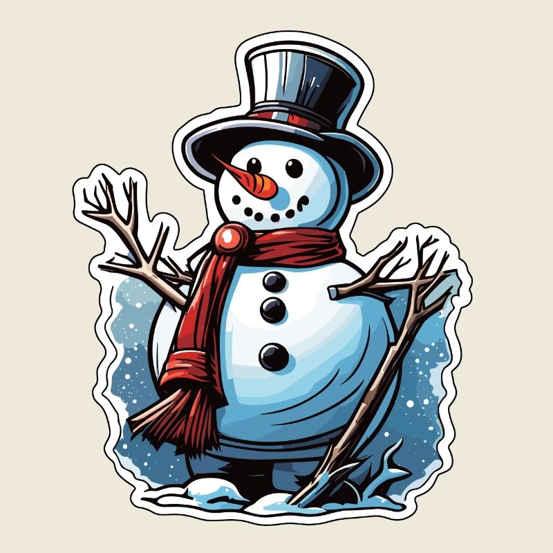 Schneemann / Winter / Schnee / Comic / kalt