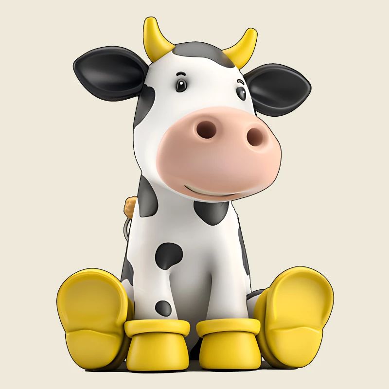Funny cow with rubber boots