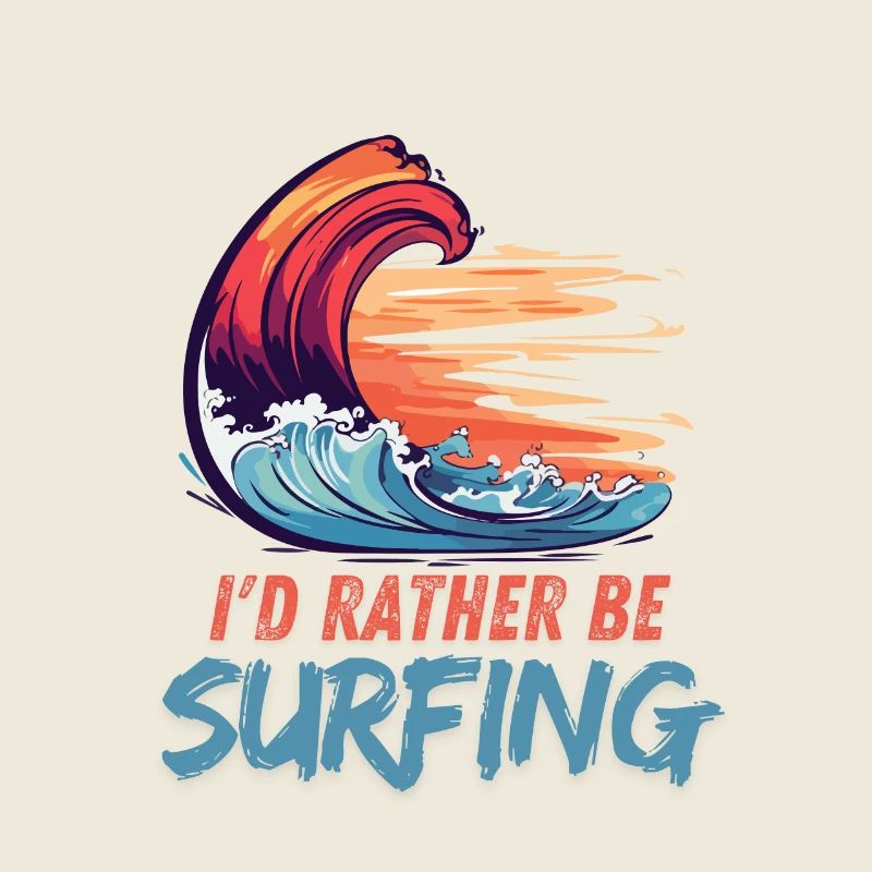 I'd Rather Be Surfing Wave Artwork