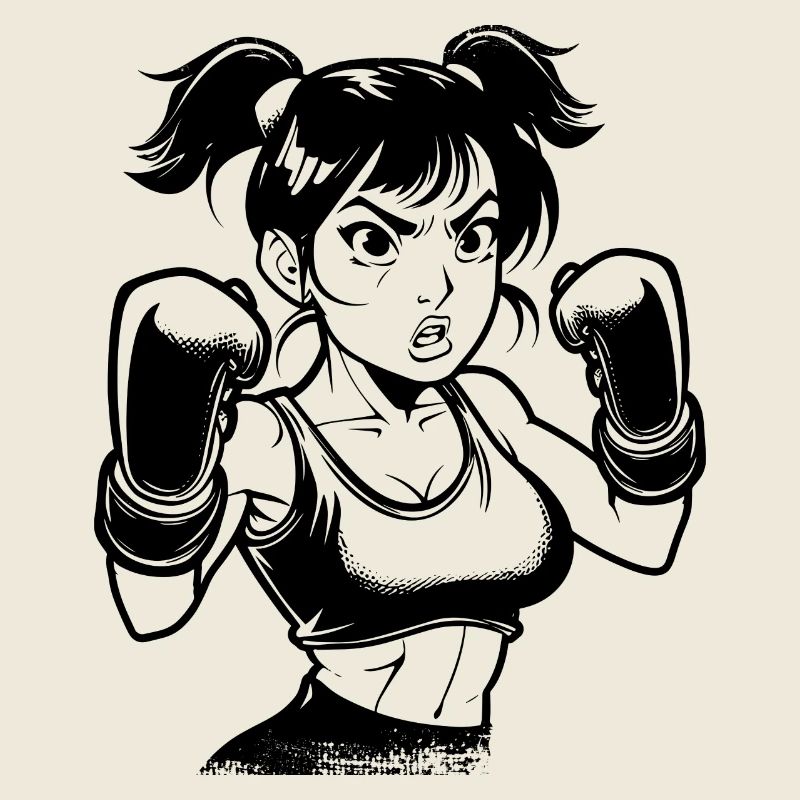 Boxing Girl Drawing