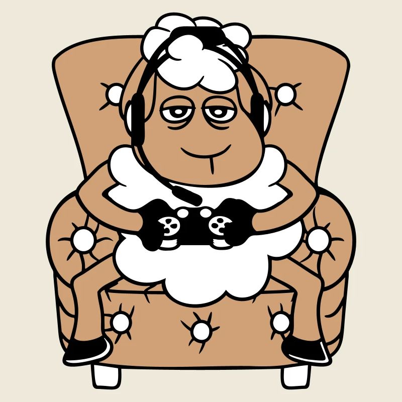 Schaf Gamer Sessel Controller Videospiel Nerd Cool