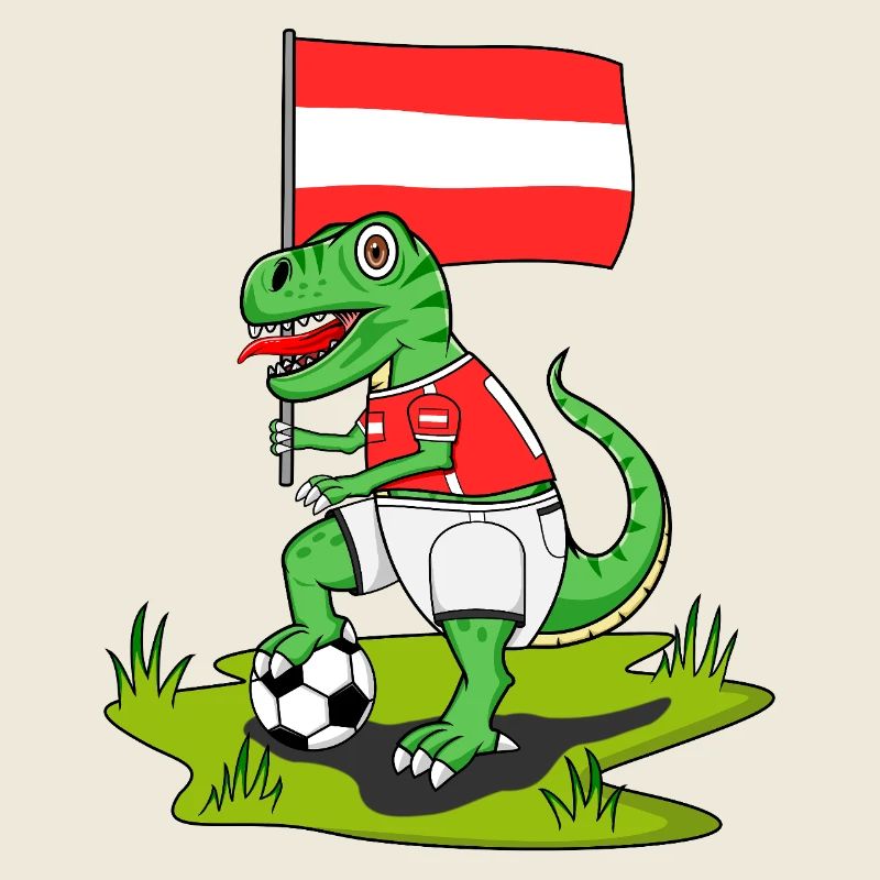 Austria Flag Dinosaur Rex Football