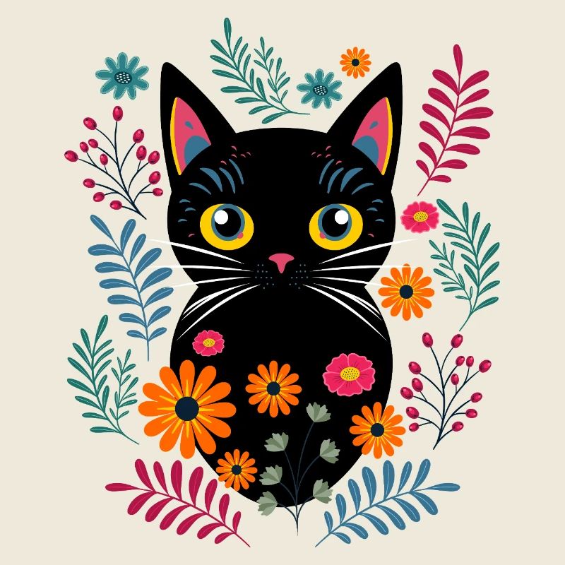 Katze und wilde blumen