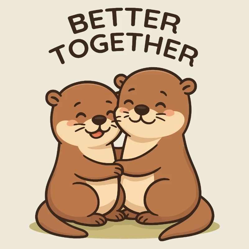 Otter Paar – Better Together | Süßes Tiermotiv
