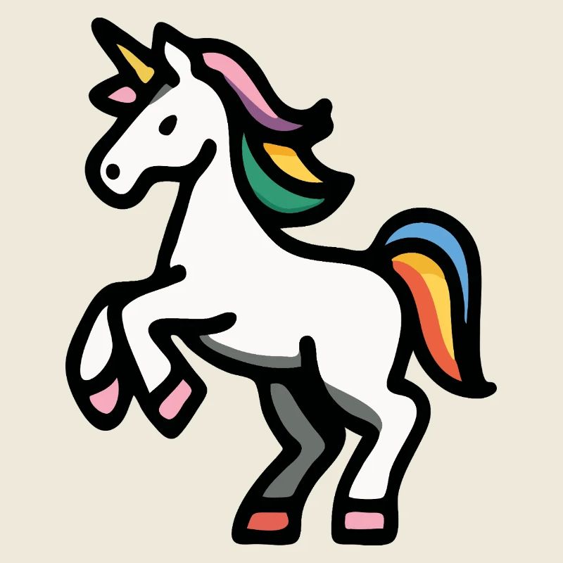 Minimales Regenbogen-Einhorn – Einfache Fantasy-Pferdekunst