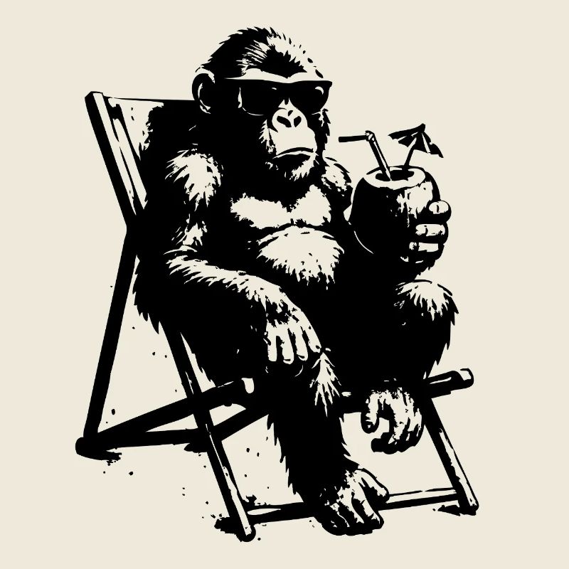 Lazy monkey on deck chair