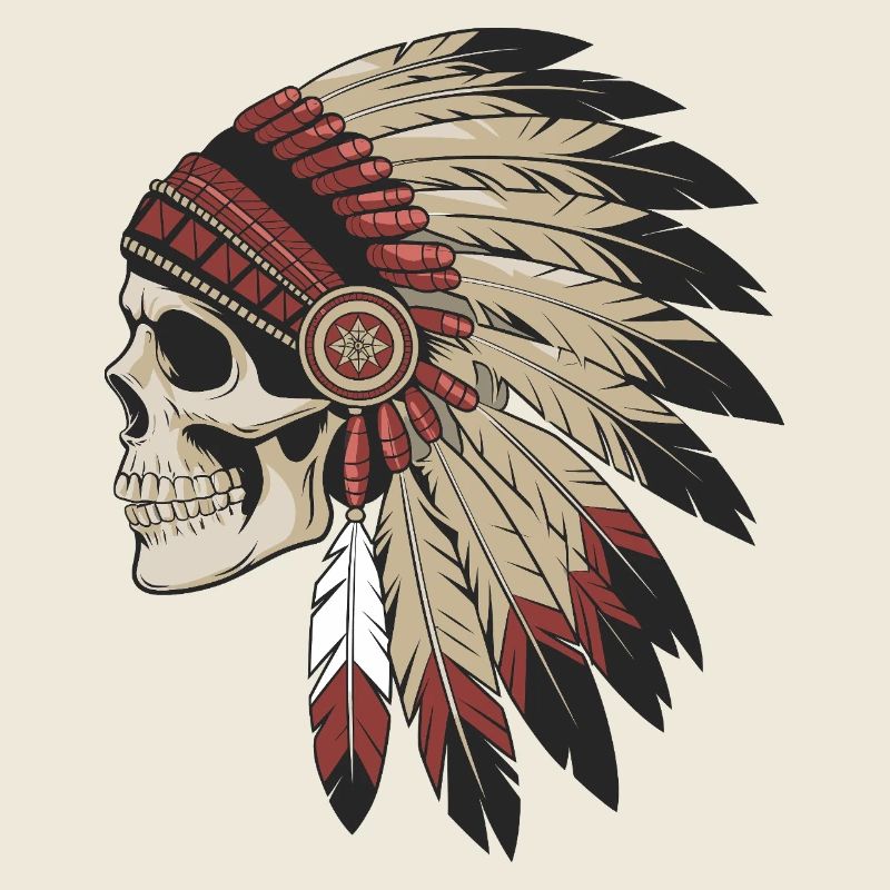 Indischer Totenkopf mit traditionellen Federn