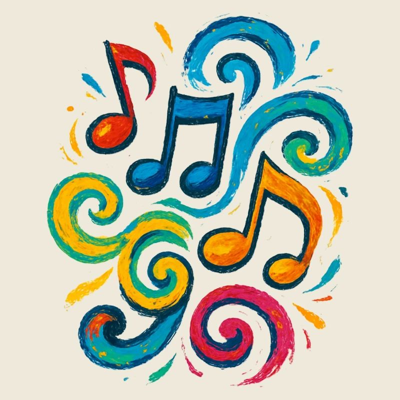 Notes de musique colorées