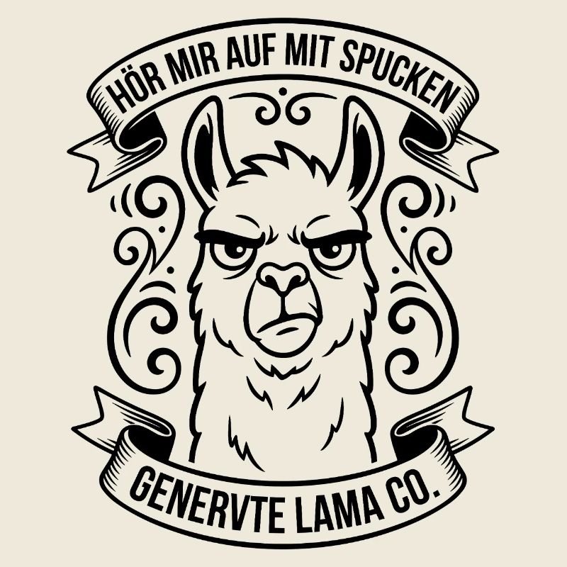 Genervtes Lama mit Spruch