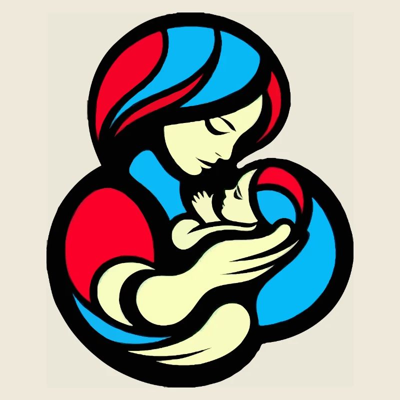 Farbblock-Stil für Mutter und Kind