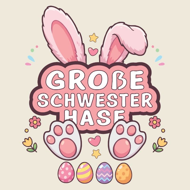 Große Schwester Hase Ostern Design