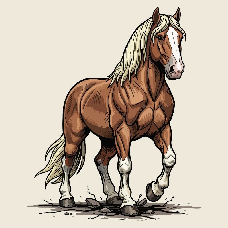Cheval de Trait Alezan Crinière Blonde Force