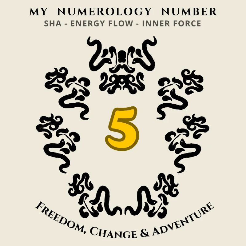 Numer_5 Symbol der Energie von Freiheit, Wandel und Abenteuer