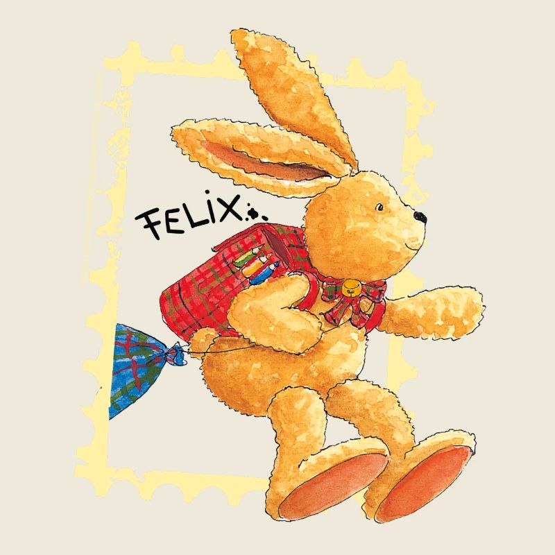 Felix sautille avec un cartable