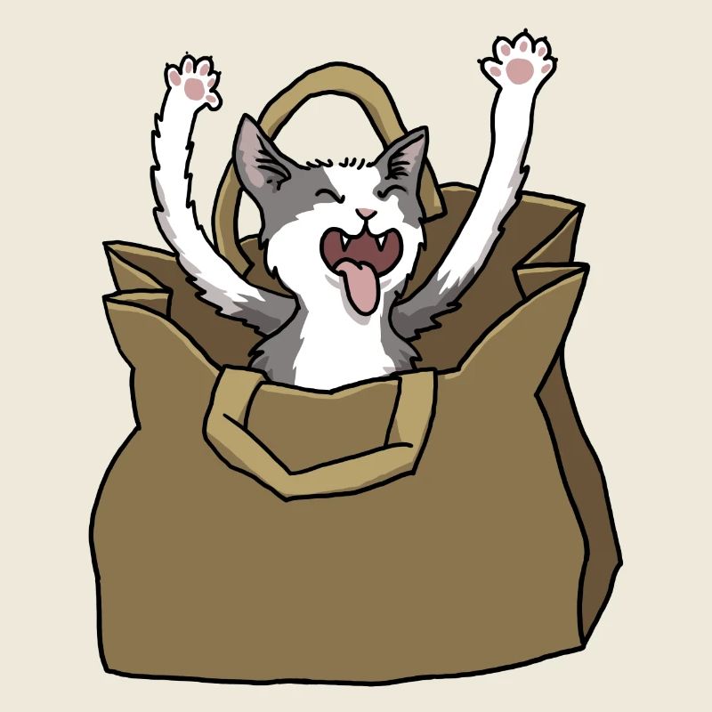 Chat dans un sac en papier