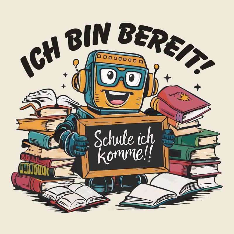Einschulung erster Schultag kleiner Roboter