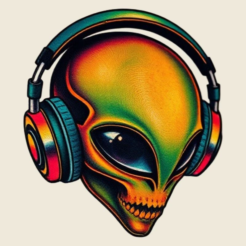 Tête d’extraterrestre multicolore