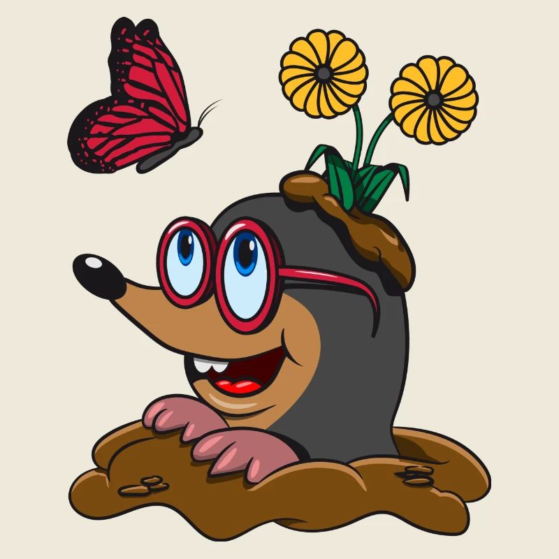 Mole earth mole huegel funny butterfly