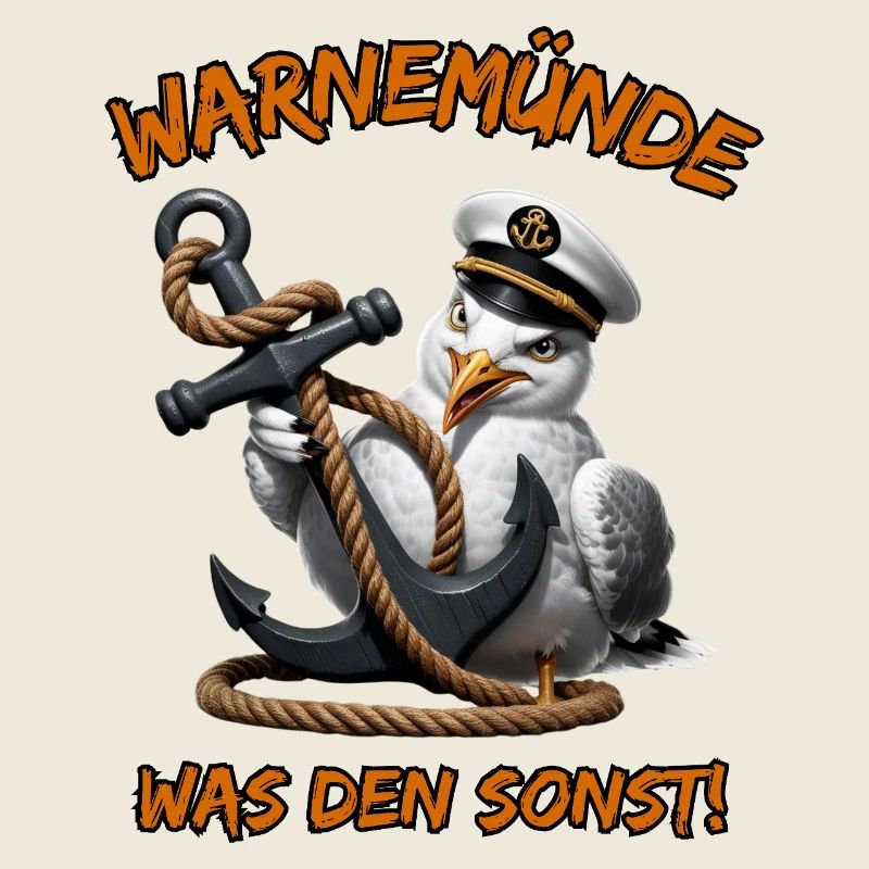 Warnemünde was den sonst! - Lustige Möwe mit Anker