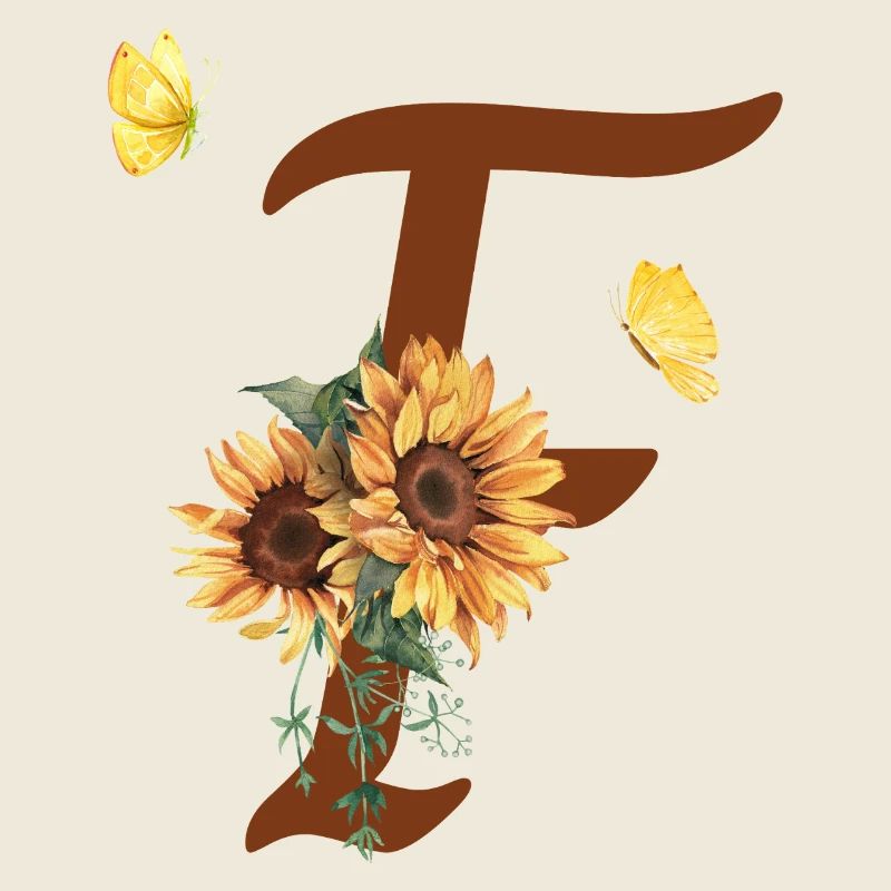 Buchstabe f Sonnenblume Schmetterling