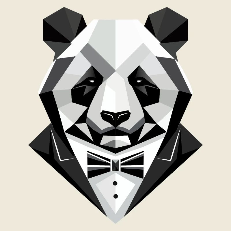 Sophistication géométrique – Le panda en smoking