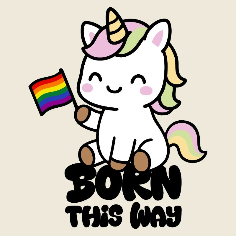 Kleines Einhorn mit Regenbogenfahne "Born this Way