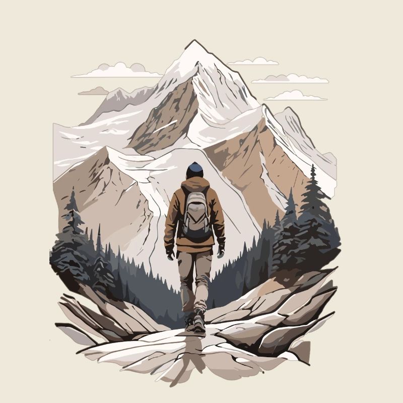 Randonneurs devant les sommets des montagnes