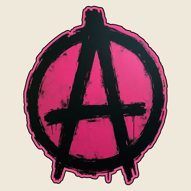 Pink Anarchy auf schwarzem Kreis